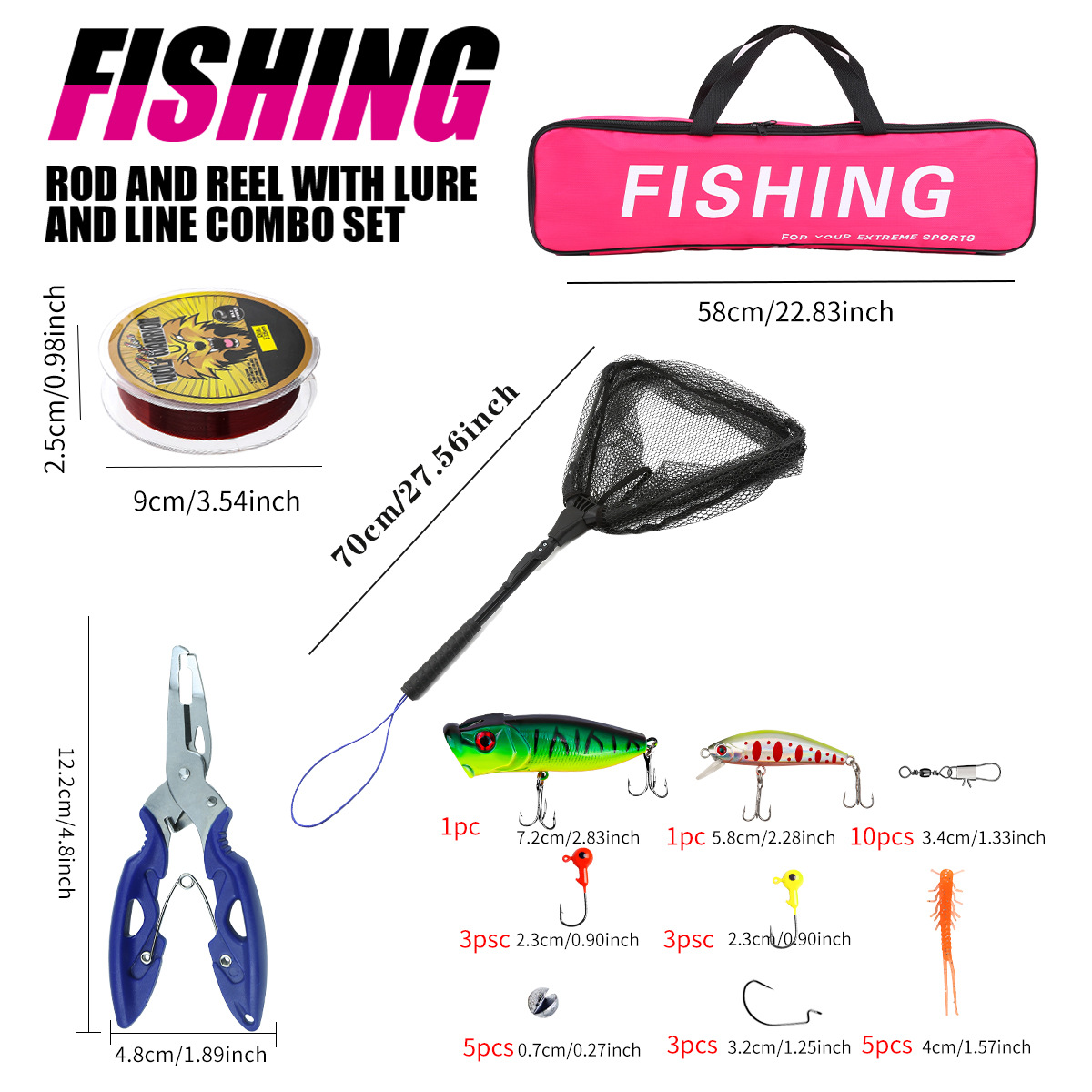 Fishing Pole Set Full Kits Wit - Fishing Rod Combo 评论和价格